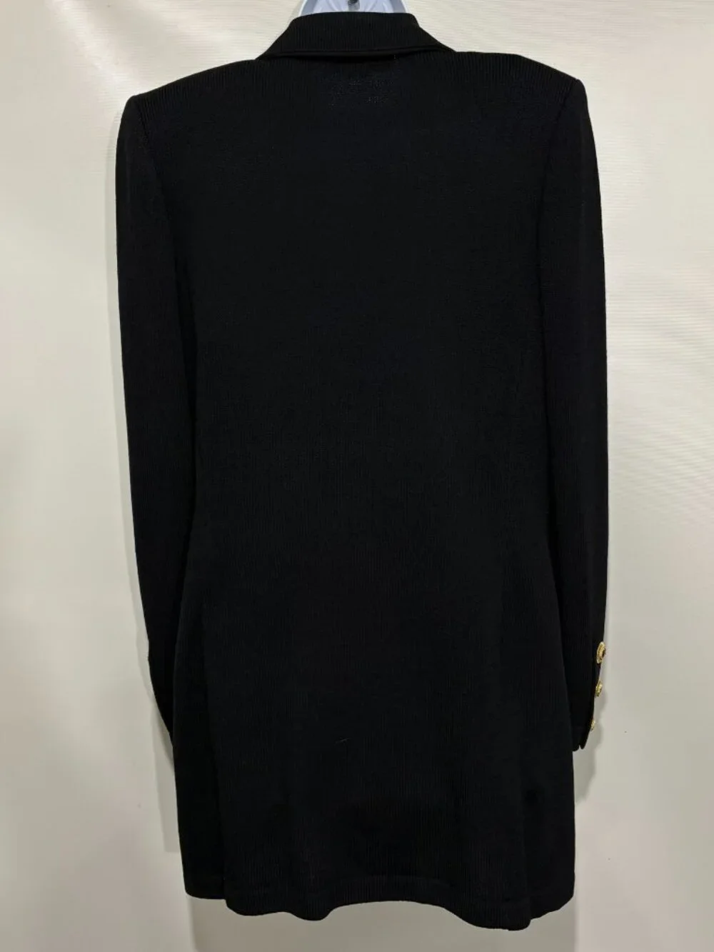 St John Collection Marie Gray 12 Black Double-Breasted Santana Knit Wool Blazer - Picture 4 of 9